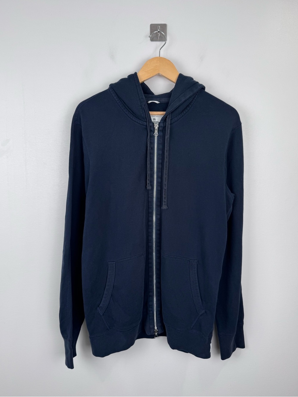 Reigning Champ Men Navy Blue Full Zip Sweater Size Large